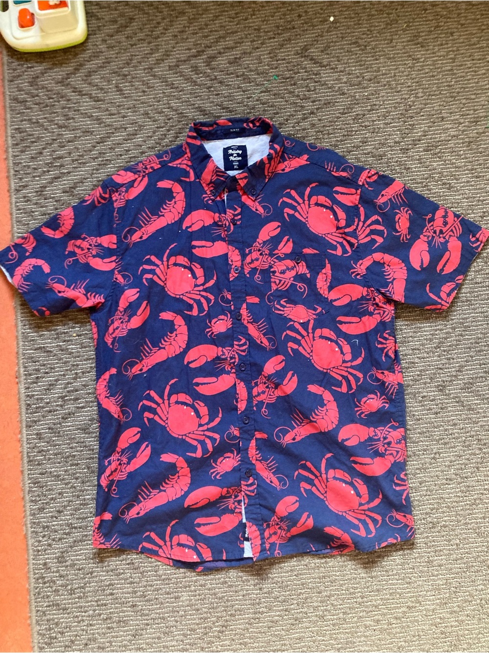 Crab Crustacean Lobster Button down Shirt XL Artistry in Motion 100% cotton